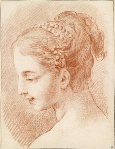 Head of a Young Woman in Profile Facing Left by Charles André van Loo